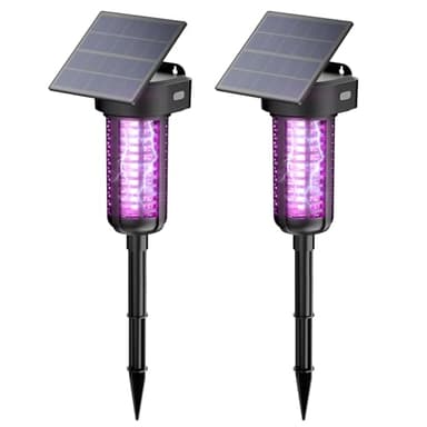 Solar Bug Zapper Outdoor 2 Pack, Garden Mosquito Zapper Waterproof & Cordless & Rechargeable & Auto On/Off,Flying Insect Zapper Mosquito Killer Lamp Catcher Decorative Light for Patio