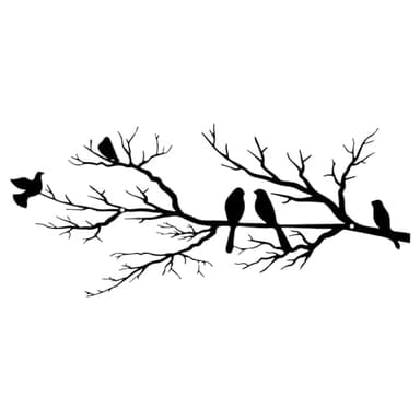 ESTART Metal Birds Wall Art, Metal Vivid Birds on Branch Silhouette Wall Decor Black Leaves with Bird Outdoor Hanging Wall Sculpture for Home Balcony Garden(Large)