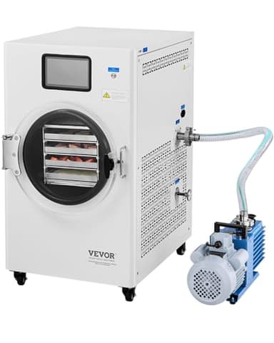 VEVOR Vacuum Freeze Dryer Machine, 8.8-13.2 LBS/Batch Food Freeze Drying Machine with 4-Layer Trays, Vacuum Pump, Adjustable Timer and Temperature Control, for Fruits Vegetables Meat, White