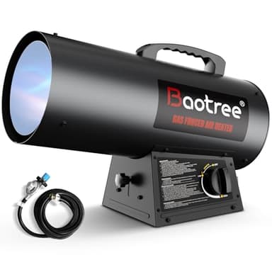 Baotree 12,500 BTU Forced Air Propane Heater, 10 ft Hose with Regulator Included,Portable Space Heater for Garage, Adjustable Liquid Propane for Shop, Jobsite, Construction Sites