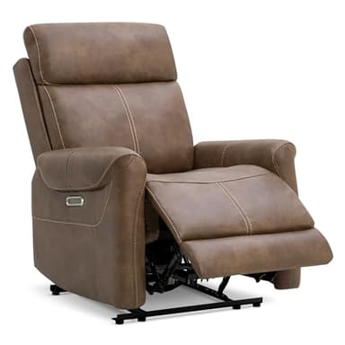 KISLOT Leather Recliner Chair for Adults Wall Hugger RV Recliner with USB Charging Ports Electric Power Reclining Sofa for Living Room Home Theater Seating Bedroom