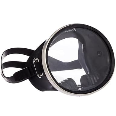 Scuba Choice Spearfishing Free Dive Mask - Classic Rubber with Tempered Glass Lenses | Oval Shape Stainless Steel Frame for Enhanced Visibility & Comfort, Perfect Underwater Adventures - Black