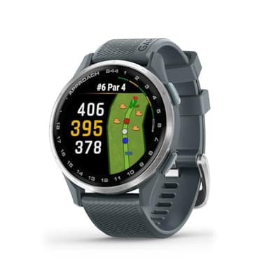 Garmin Approach® S44, Essential Golf GPS Smartwatch, AMOLED Display, On-Course Features, Silver Aluminum Bezel with Twilight Silicone Band