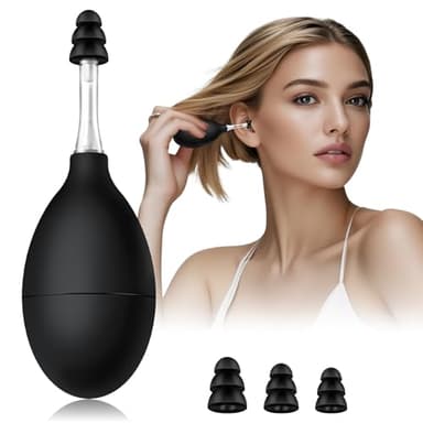 Ear Tinnitus Pressure Relief Device - Airplane Ear Tinnitus Relief, Flying Ear Ache Pain Relief Through Inner Ear Pressure Balance, Migraine Ear Pressure Relief Tool with 3 Sizes Earplugs (Charcoal)