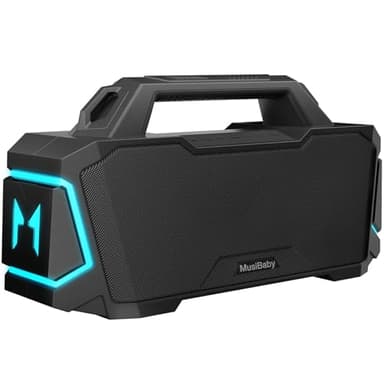 Bluetooth Speaker,Musibaby M1 Portable Bluetooth Speakers:Loud Stereo Sound with Subwoofer,Deep Bass,IPX6 Waterproof,Wireless Speaker with BT5.3,Dual Pairing,20H+ Playtime for Outdoor,Beach(Blk)