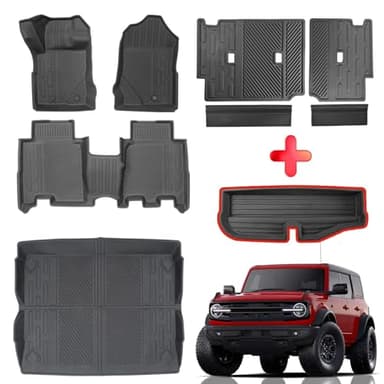 Mabett Interior Cover Mats for Ford Bronco Accessories 4-Door 2021 2022 2023 2024 2025 2026 Floor Mats Rear Seat Back Cover and Cargo Liners with Trunk Lower Storage Mat(Not fit Bronco Sport)
