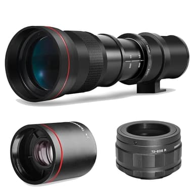 High-Power 420-1600mm f/8.3 Manual Telephoto Zoom Lens for Canon EOS R, R3, R5, R6, R7, R8, R10, RP Mirrorless Cameras