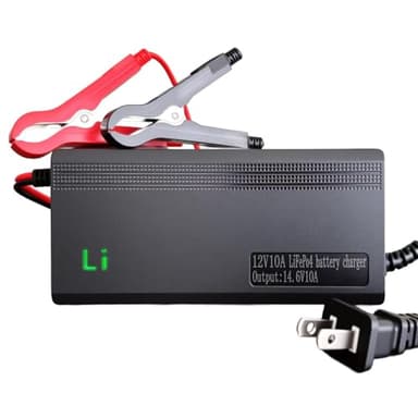 14.6V 10A LiFePO4 Battery Charger Designed for 12V Lithium Battery, AC-DC Smart Charger, Battery Maintainer, Built-in Safety Protections, Support 0V Charging Function