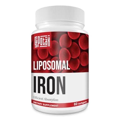 Liposomal Fe Iron Supplement for Women, 65 mg Iron Supplement with Folic Acid & Vitamin B12 for Men, Daily Blood & Energy Support for Adults Iron Deficiency 60 Softgels (1 Bottle)