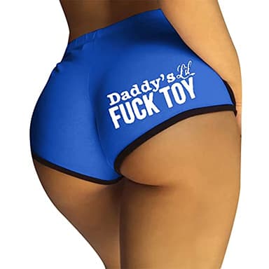 Womens Yoga Booty Shorts Sexy Printed Dance Sport Workout Hot Pants Plus Size Lounge Wear Briefs Blue 4XL