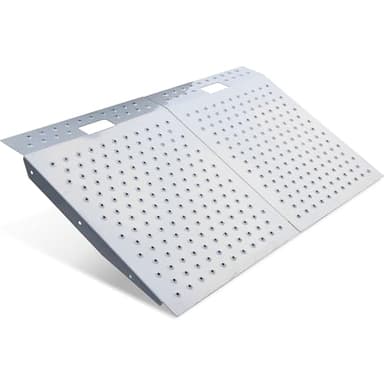 VNN 29" x 48" Shed Ramp for Riding Mower & Lawn Equipment | 1500 LB Capacity Anti-Slip Punch Plate Ramp for ATV, Motorcycles, Garages & Barns (2PC, Aluminum)