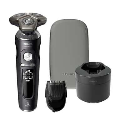 Philips Shaver Razor Series 9000 Prestige, Wet and Dry Electric Shaver, Lift & Cut Shaving System, SenseIQ Technology, Precision Trimmer, Cleaning Pod, Premium Case, Black Matte, Model SP984