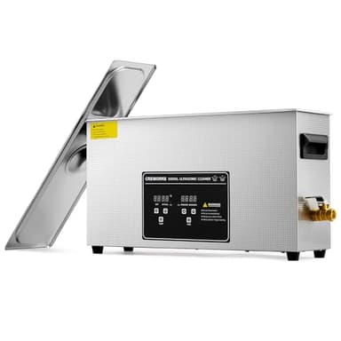 CREWORKS 10L Digital Ultrasonic Cleaner for Elongated Objects, 240W Professional Ultrasonic Parts Cleaner with Heater and Timer, 2.6 gal Lab Ultrasound Cleaner Machine for Gun Part Machine Auto Tool