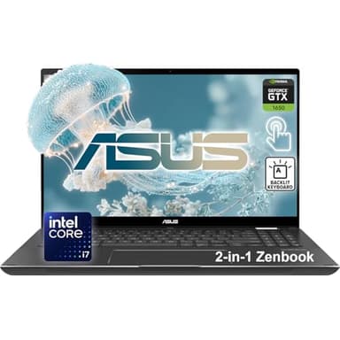 ASUS Zenbook 360° Flip 2-in-1 15.6" FHD Touchscreen Laptop | AI Enhanced Intel Core i7 Processor | NVIDIA GeForce GTX 1650 | 16GB DDR4 | 1TB PCIe SSD | Backlit Keyboard with Numeric Keypad