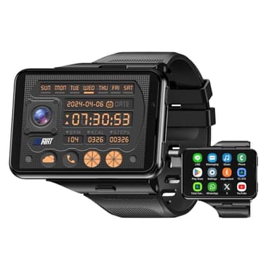 LOKMAT 2.88" Large Screen 4G SIM Card Smart Watch, Android Smartwatch with Phone Call, 6GB+128GB Dual Cameras, Detachable Watch Head, Sport Watch Black