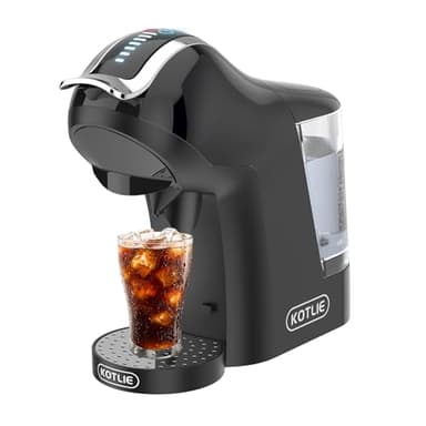 KOTLIE Single Cup Coffee Maker, Multi Capsule Machine Compatible With Various Capsule Types, 4 Temperature Settings, 7 Water Volume Levels,19 Bar(Glossy Black)