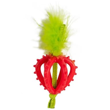 Catstages Dental Strawberry Teether, Soft and Textured Cat Chew Toy, Catnip Oil Coating, Pink