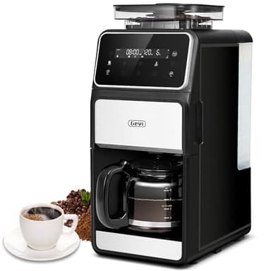 Gevi 10-Cup Grind & Brew Coffee Maker with Built-in Burr Grinder โ Programmable Touch Screen, 4-Hour Keep Warm, Permanent Filter, Drip Coffee Machine for Home & Office