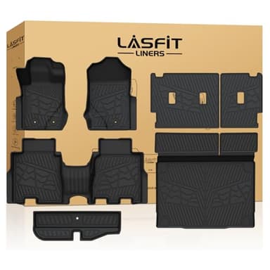 LASFIT Floor Mats & Cargo Liner & Backrest Mat Set for 2021-2026 Ford Bronco 4-Door Carpet Flooring All Weather TPE Protector Waterproof Sub Trunk Mat Back Seat Cover, Combo Set