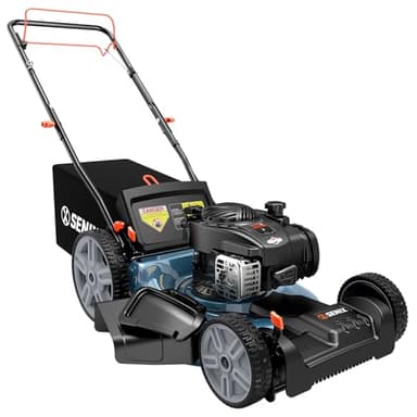 SENIX LSSG-M9 21-inch Gas Self-Propelled Lawn Mower - 140 cc 4-Cycle Briggs & Stratton Engine, Bagging, Mulching, and Side Discharge, 6-Position Lever Height Adjustment