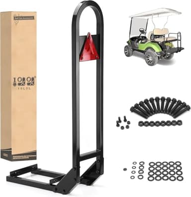10L0L Golf Cart Rear Seat Grab Bar - Heavy Duty Safety Grab Bar w/Triangle Reflector for Rear Seat Passenger Security, Universal for Yamaha EZGO Club Car