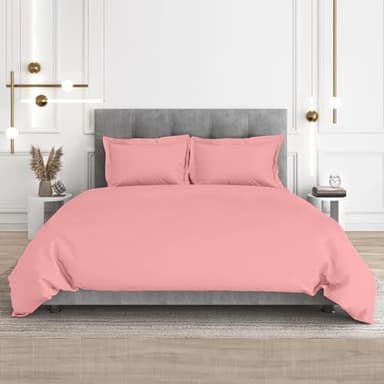 CharlottelyHues 1 Piece Duvet Cover - 1000 Thread Count 100% Egyptian Cotton Breathable, Soft Duvet Cover with Zipper & Corner Ties Quilt Cover Sateen Weave Durable Duvet - Queen/Full (Mystic Rose)