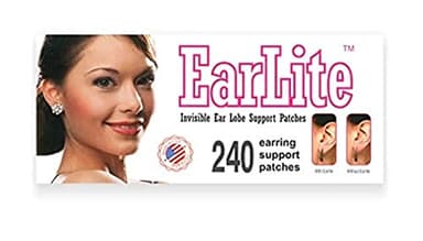 EarLite 240 (60 Ea X 4 Packs) Invisible Earring Ear Support Waterproof Patches in ZipLock Pouch - Made in USA