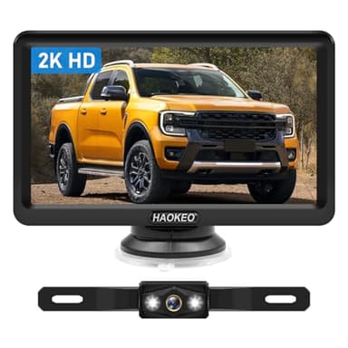 Backup Camera for Truck 7 Inch HD 2K Front Rear View Monitor kit Auto Color Image Night Vision, IP69 Waterproof DIY Grid Lines for Car/RV/Tractor/Semi-Trailers/Pickup H7