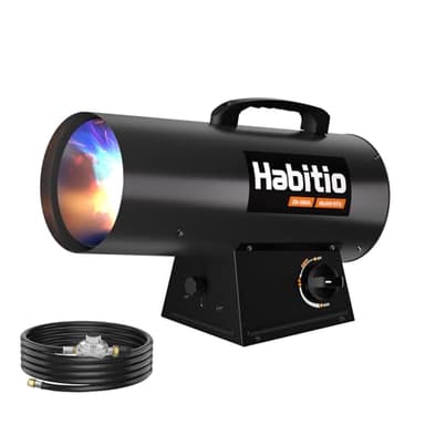 Habitio 60,000 BTU Forced Air Propane Heater, Portable Torpedo Heater for Jobsite, Garage, and Construction Sites, 10 ft Hose with Regulator Included, CSA Certified