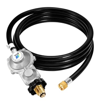 GGC 10 FT Two Stage Propane Regulator with Hose, Standard POL Connection to 20-100 lb Propane Tanks, 3/8in Female Flare Fitting for Grill, Heaters, Gas Generator