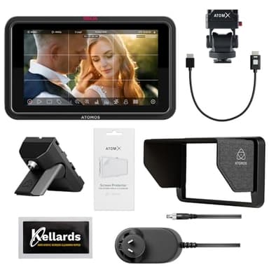 Atomos Ninja TX GO 5-inch Camera Monitor-Recorder, HDMI CFexpress Wi-Fi HDR Touchscreen ProRes RAW Bundle with Atomos Creator Accessory Kit for 5" Monitors, Anti-Static Screen Cleaning Wipes (5-Pack)