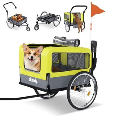 Deckly 4in1 Dog Bike Trailer - Dog Bicycle Trailer Attachment with 88lb Max Weight, Smooth Rolling Wheels Stroller - Pet Bike Carrier for Dogs, Versatile Pulling Cart for Cargo & Small/Large Dogs