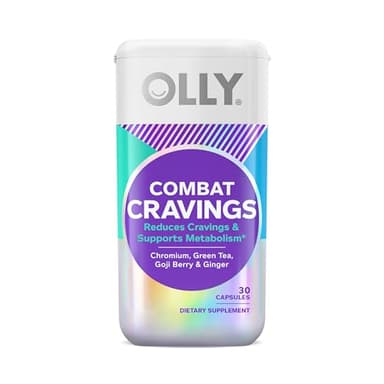 OLLY Combat Cravings, Metabolism & Energy Support Supplement,1000 mcg Chromium, Green Tea, Goji Berry, Ginger - 30 Count