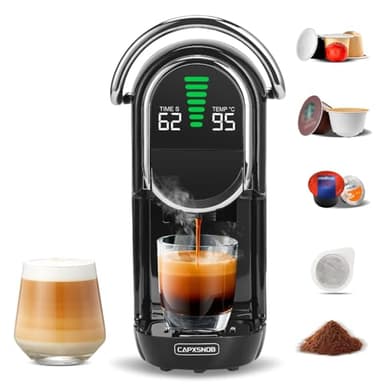 Magician1 Mini Espresso Machine for Nespresso Original, Dolce Gusto, Lavazza Blue, ESE Pods, 19-Bar Coffee Machine for Ground Coffee, Coffee Maker with adjustable Temp & Cup Size, 21oz Reservoir