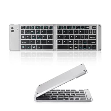 Guiheng Foldable Keyboard - Portable Rechargeable Full Size Ultra Slim Mini Folding Wireless Travel Keyboard for iOS Android Windows Smartphone Tablet and Laptop(Grey)