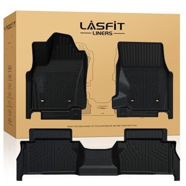 LASFIT Floor Mats for Toyota Tacoma 2024-2026 (Only Fit Hybrid) Double Cab, All Weather Floor Liner for Tacoma 2024 2025 2026 TPE Custom Fit Car Mats Front&Rear 2 Row Mats,Black