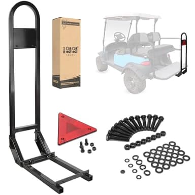 10L0L Universal Golf Cart Rear Safety Grab Bar w/Triangle Reflector Fit for Yamaha Club Car EZGO (2+2) /(4+2) Passenger Golf Cart Manual Hardware Included