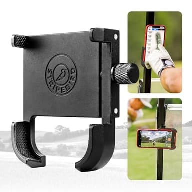 Stripebird - Original Magnetic Golf Cart Phone Holder (Black) - Cell Phone Holder Golf Cart with Neodymium N52 Magnets - Golf Caddy - Golf Cart Phone Mount for iPhone, Samsung & Others