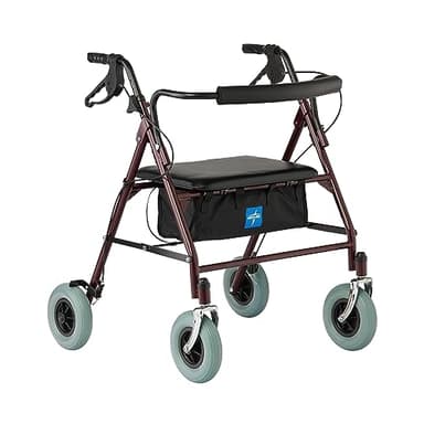 Medline Bariatric Heavy Duty Steel Rollator Supports up to 500 lbs, Strong, Comfortable Rolling Walker with 8 inch Wheels