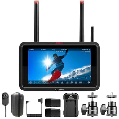 Atomos Ninja TX 5.2" Camera-Cloud Monitor/Recorder - Professional HDR Resolution Touchscreen Display with Universal Power Kit & Aluminum Alloy 1/4" Camera Hot Shoe Mount (2 Pack), Advanced Bundle Kit