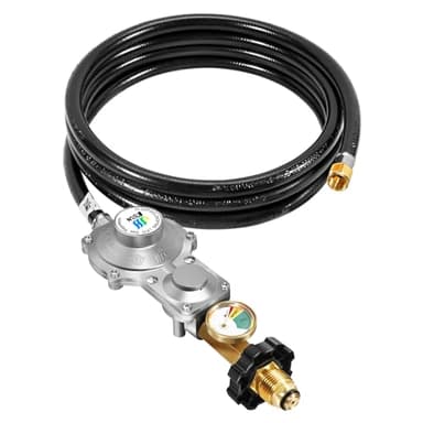 GasSaf 10FT 2 Stage Propane Regulator with Hose for RV, Generators, Camp Stoves, Gas Grills, Heaters - Standard POL Connection Fits 5-100 lb Propane Tanks