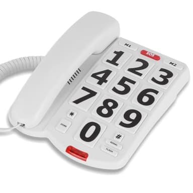 Awishwell Landline Phones for Seniors, Simple Big Button Phone for Seniors, Corded Telephone Landline Phones with 2 One-Touch Dialing/1 SOS Button/Loud Ringer for Elderly-White