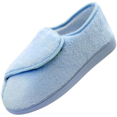 Women Diabetic Slippers Arthritis Edema Memory Foam Closed Toed Slippers, Blue, 9 D(M) US