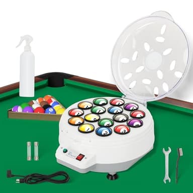 NURATIT Upgraded Billiard Ball Cleaner and Polisher, Billiard Ball Cleaner, Pool Ball Cleaner for 16 Billiard and Snooker, Balls British and American Dual Use 110V, Automatic Pool Ball Cleaner