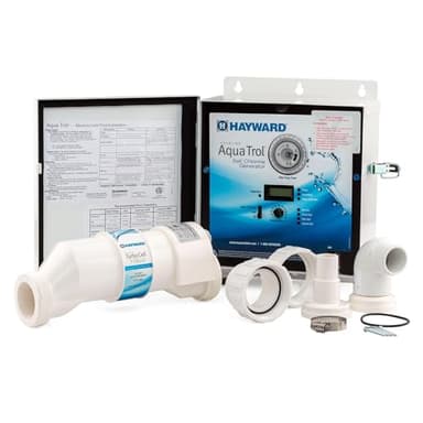 Hayward W3AQ-TROL-RJ AquaTrol Salt Chlorination System for Above Ground Pools up to 18,000 Gallons with Return Jet Fittings, Straight Blade Line Cord and Outlet