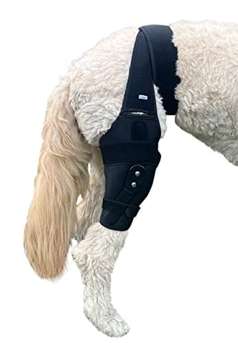 Labra Dog Canine Knee Stifle Brace Wrap, Metal Splint Hinged Flexible Support Brace for K9 ACL, CCL, Luxating Patella, Cruciate Ligament Sprains in Back, Rear, Hind Leg (Large - 50-75lbs)