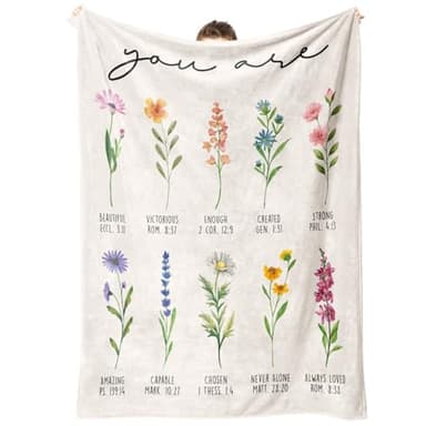 Afterprints Christian Gifts for Women, Christian Blanket with Flowers, Birthday Gifts for Women, Inspirational, Religious Gifts for Sister, Friend, Daughter, Mom, Soft Throw Blankets 50'' x 60''