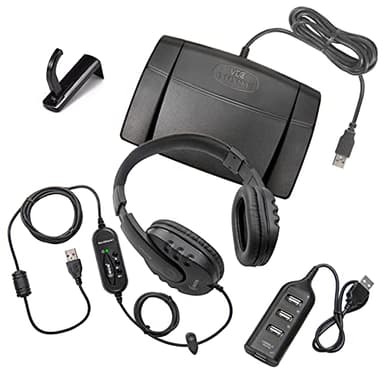 ECS WordMaster USB Audio Transcription Headset kit with Infinity-3 USB Foot Pedal