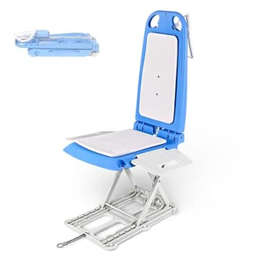 SuperHandy Portable Floor & Bath Lift – 26V 51.8Wh Battery, Lightweight 19 lbs, Foldable, 330 lb Capacity, IP68 Waterproof Lift for Seniors, Ergonomic Seat with Removable Panels (Spa Blue)