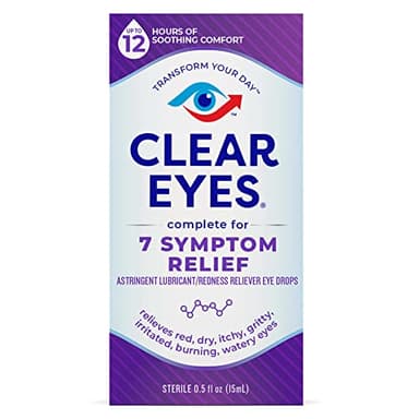 Clear Eyes 7 Symptom Relief Eye Drops, 0.5 Fl Oz